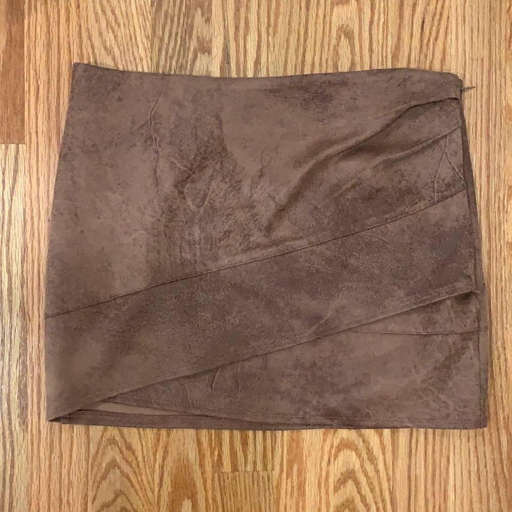 Brown Soft Leather Mini Skirt